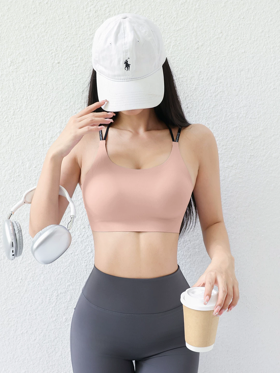 Trang phục tập yoga với áo ngực thể thao chống sốc lưng chéo dành cho nữ, dây đeo vai mềm mại kiểu dải thạch, áo ngực thể thao kiểu vest, trang phục tập thể dục.