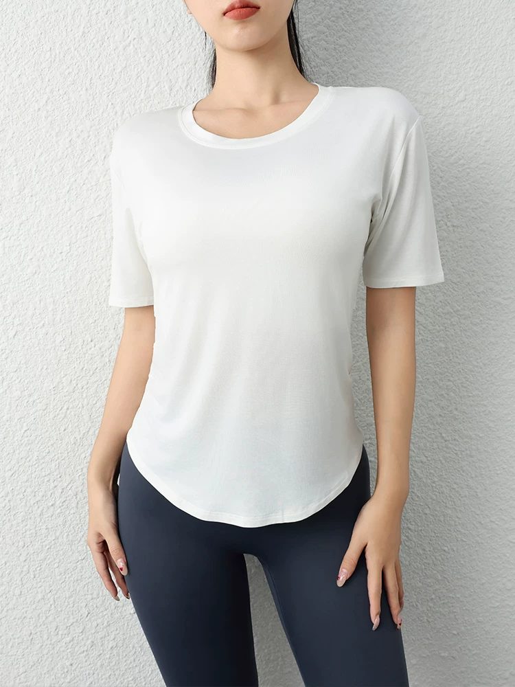 Áo tập yoga cao cấp co giãn dành cho nữ, kiểu mới 2024, áo thun mùa hè mỏng, thể thao, tay ngắn, chạy bộ, giảm mỡ, tập gym