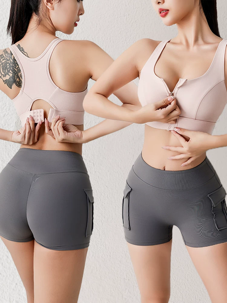 Áo ngực thể thao cường độ cao dành cho nữ, áo tập chạy bộ có khóa kéo chống sốc, áo ngực thể thao, đồ tập yoga cho mùa hè.