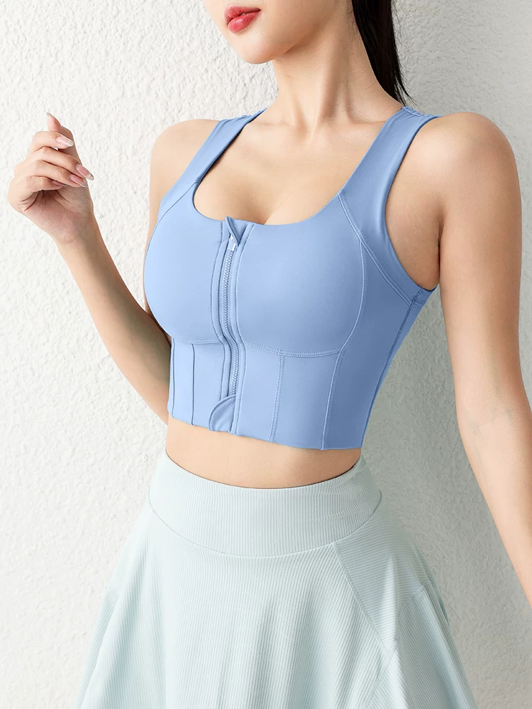 Áo ngực thể thao có khóa kéo phía trước dành cho nữ cỡ lớn, chống sốc cường độ cao, áo tập thể dục đa năng, áo ngực tập yoga
