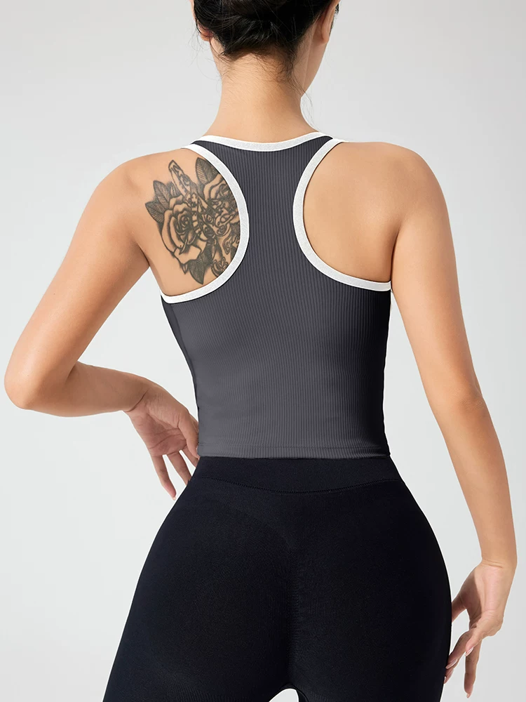 Áo vest thể thao bó sát, chống sốc, lưng hình chữ I, trang phục mặc ngoài, áo tập thể dục không tay, trang phục tập yoga nhanh khô, áo ngực thể thao cho nữ, mùa hè