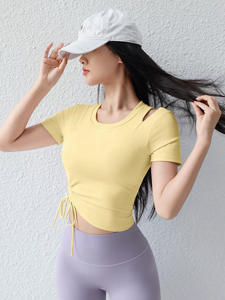 Quần áo tập yoga cao cấp mới dành cho nữ, áo thun ngắn tay, áo thể thao giảm béo, chạy bộ, tập Pilates, đồ tập thể dục, mùa hè