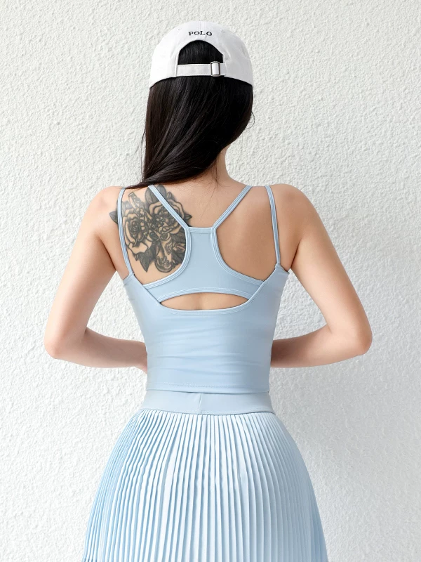 Áo hai dây có đệm ngực dành cho nữ, thiết kế lưng khoét đẹp, cảm giác cao cấp, màu trơn, áo tập thể thao đa năng.