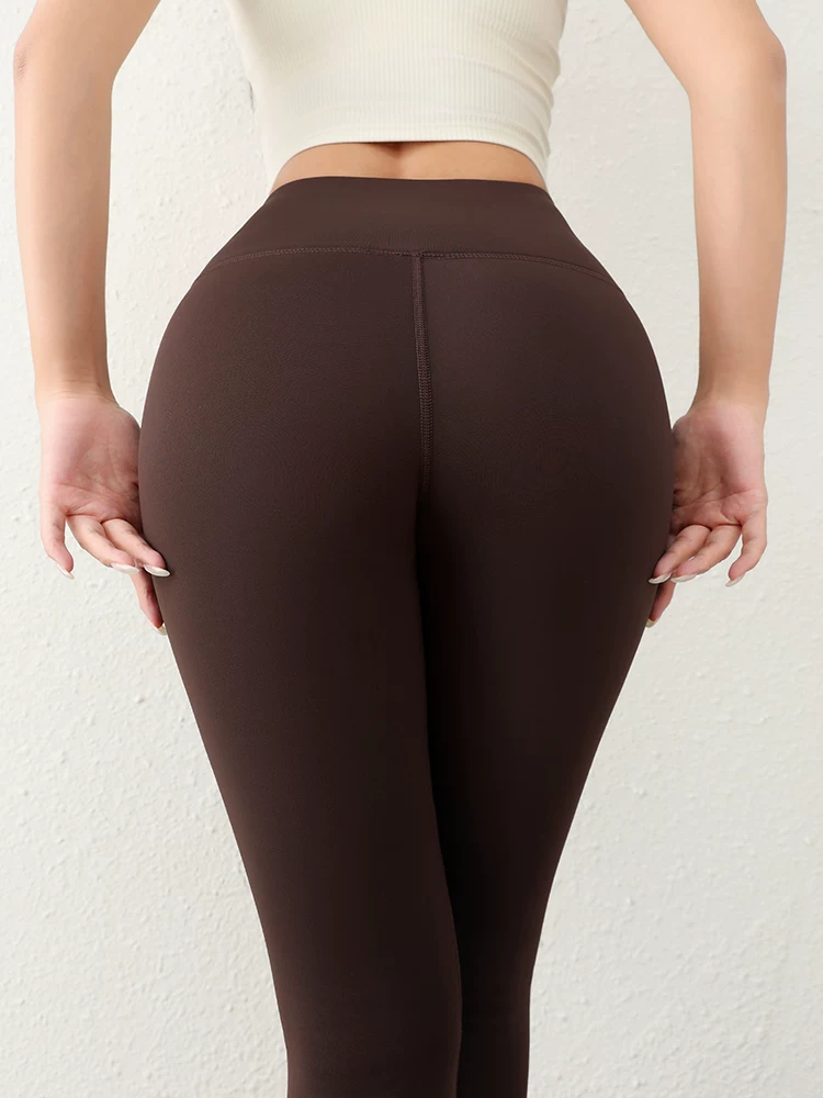 Quần tập yoga lót lông cừu dày cao cấp Jiumai dành cho mùa thu đông, quần tập thể dục liền mạch cạp cao dành cho nữ, quần bó sát tạo cảm giác mông đào.