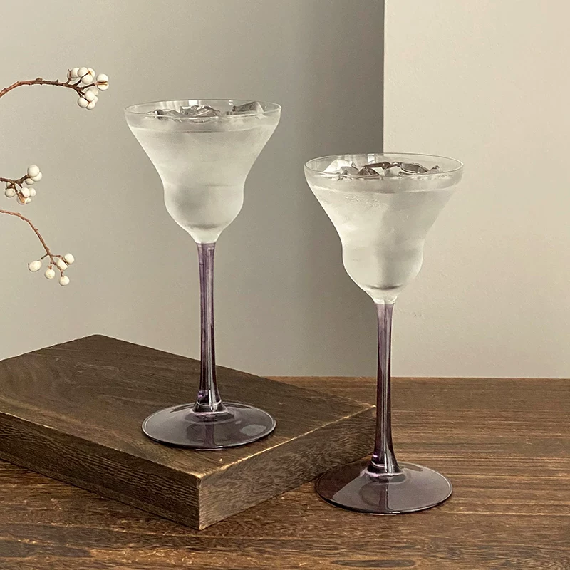 Ly thủy tinh cao màu tím cao cấp, ly cocktail gia dụng phong cách, ly rượu sâm banh, ly pha chế đồ uống hơi say sướng.