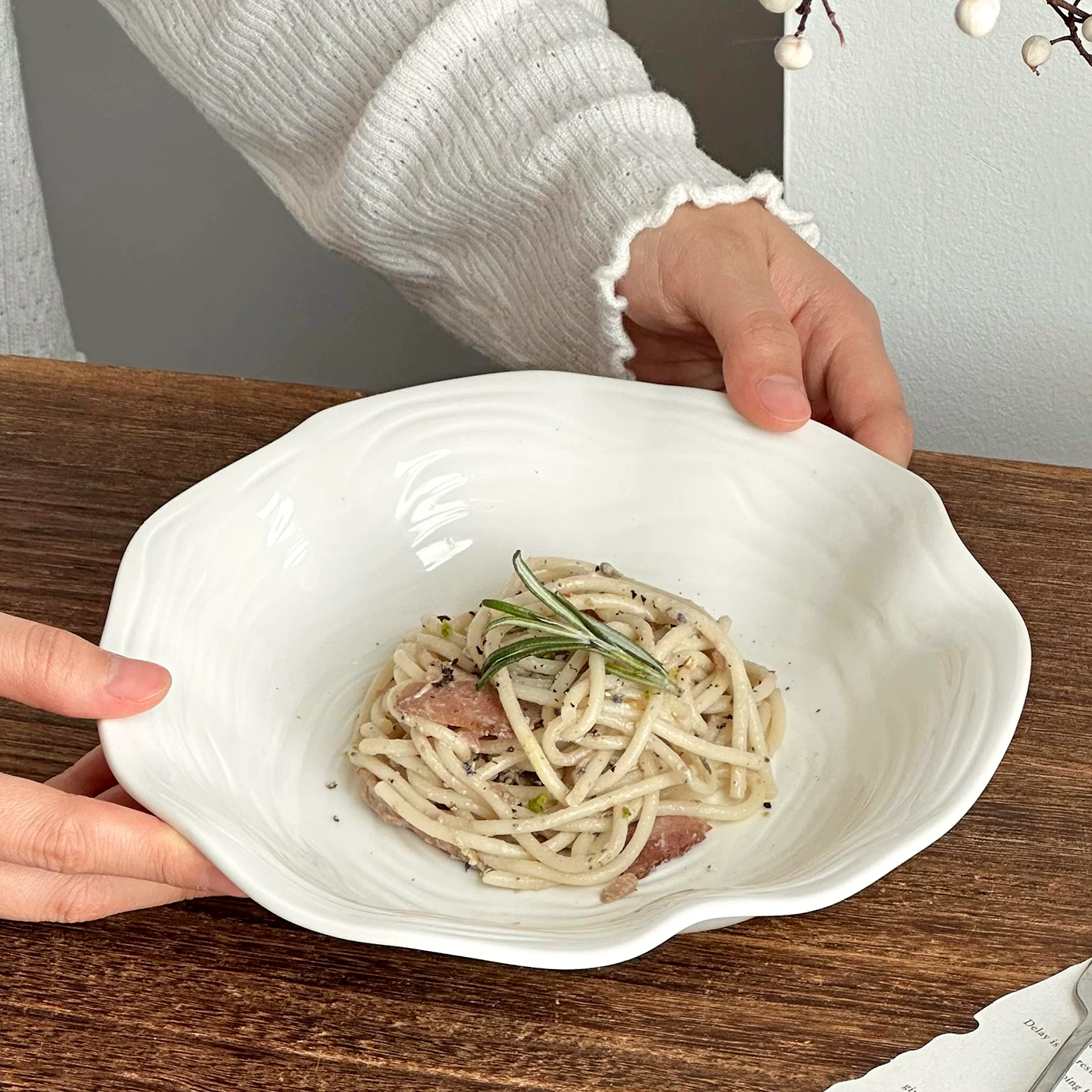 Đĩa xếp nếp sáng tạo, đĩa kiểu Tây cao cấp, đĩa mì ống, đĩa gia dụng, đĩa salad, đĩa trái cây, bộ đồ ăn đẹp