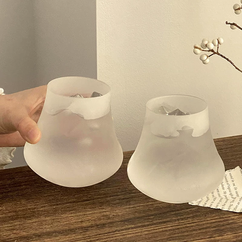 Ly nước thủy tinh núi lửa mờ, ly đá sáng tạo, ly cà phê latte, ly cocktail, ly rượu whisky, ly nước giải khát