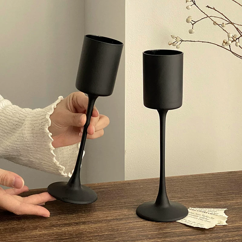 Ly cocktail thủy tinh đen mờ kiểu cổ điển, ly rượu sâm banh cao cấp, ly nước ép