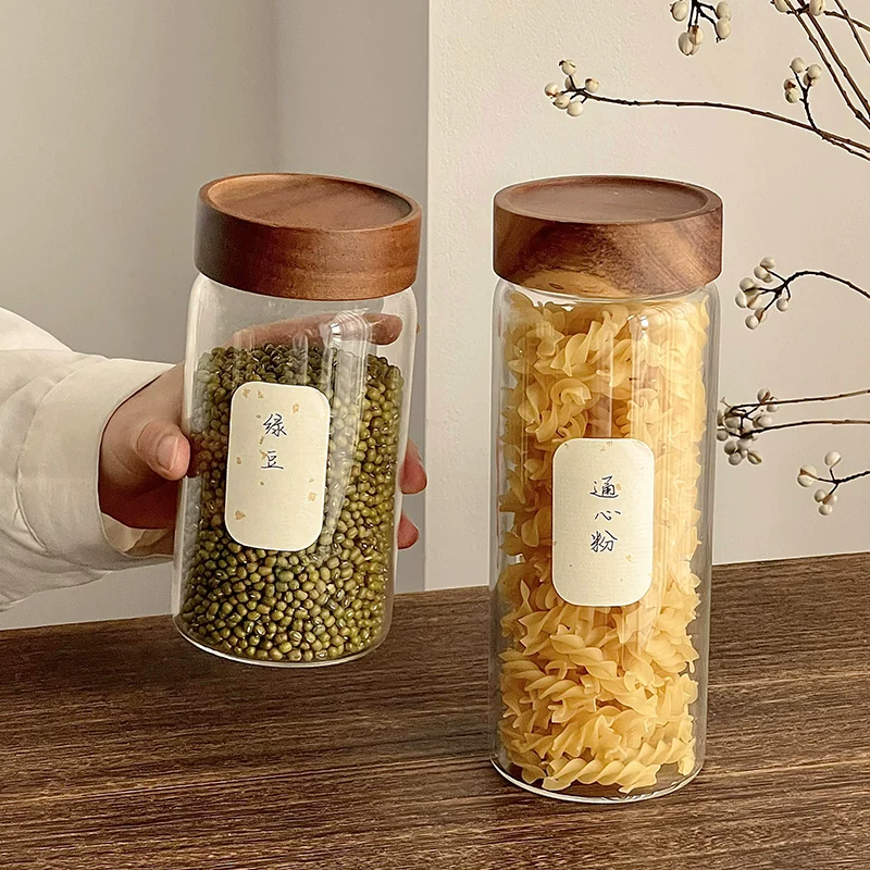 Hũ thủy tinh kín dùng trong gia đình, hũ bảo quản thực phẩm, hộp đựng nhà bếp chống ẩm đựng đậu và ngũ cốc, có nắp, chai bảo quản.