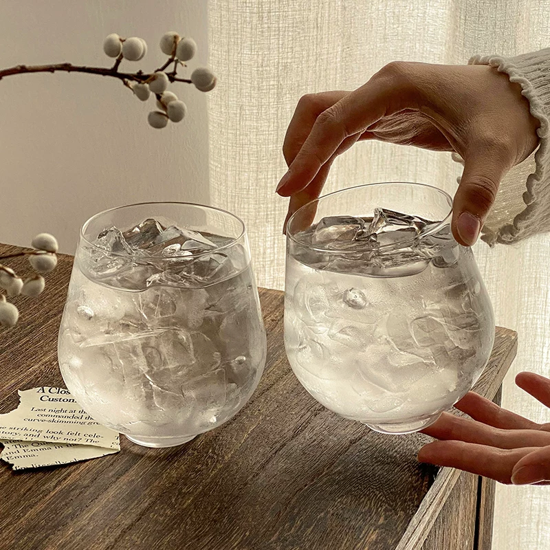 Cốc thủy tinh đơn giản, nhẹ, trong suốt, cốc bụng bự, cốc đựng nước ép trái cây có bọt gia dụng, cốc cà phê, cốc bia sáng tạo