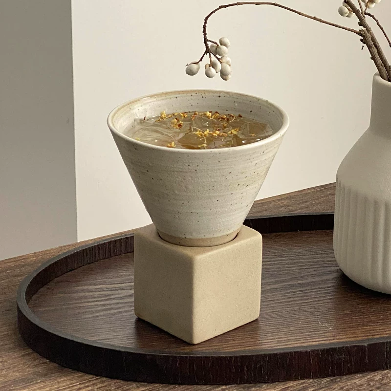 Ly cà phê gốm sứ cổ điển, phong cách wabi-sabi, thiết kế độc đáo, ly uống cà phê lạnh, ly tạo hình nghệ thuật latte sáng tạo