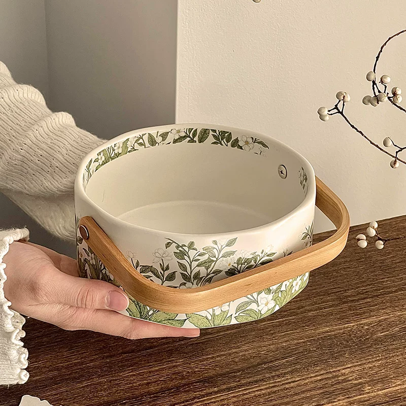 Giỏ trái cây gốm sứ màu nước hoa chuông phiên bản giới hạn cổ điển, đĩa trái cây thiết kế thẩm mỹ cao, khay đựng đồ ăn