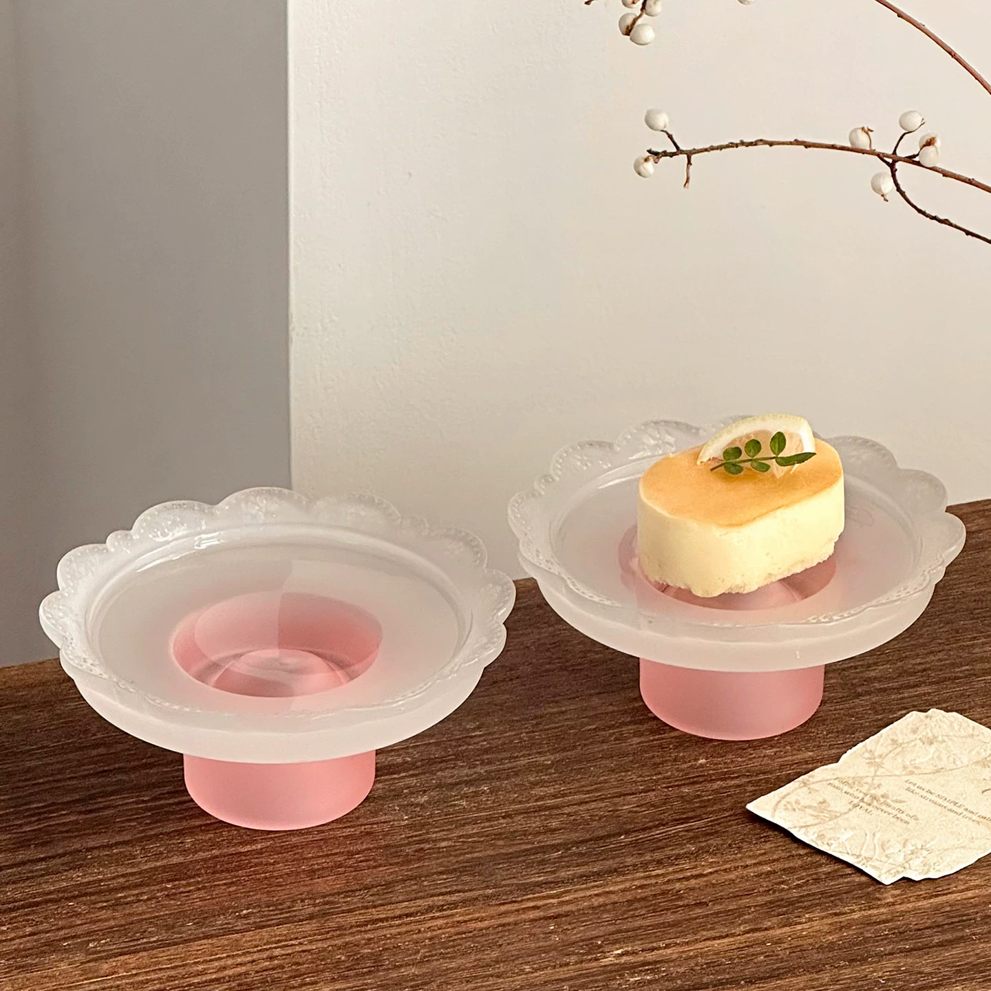 Đĩa cao bằng thủy tinh ren cao cấp, đĩa tráng miệng, đĩa ăn nhẹ trà chiều tinh tế, đĩa bánh ngọt, đĩa sáng tạo và đẹp mắt