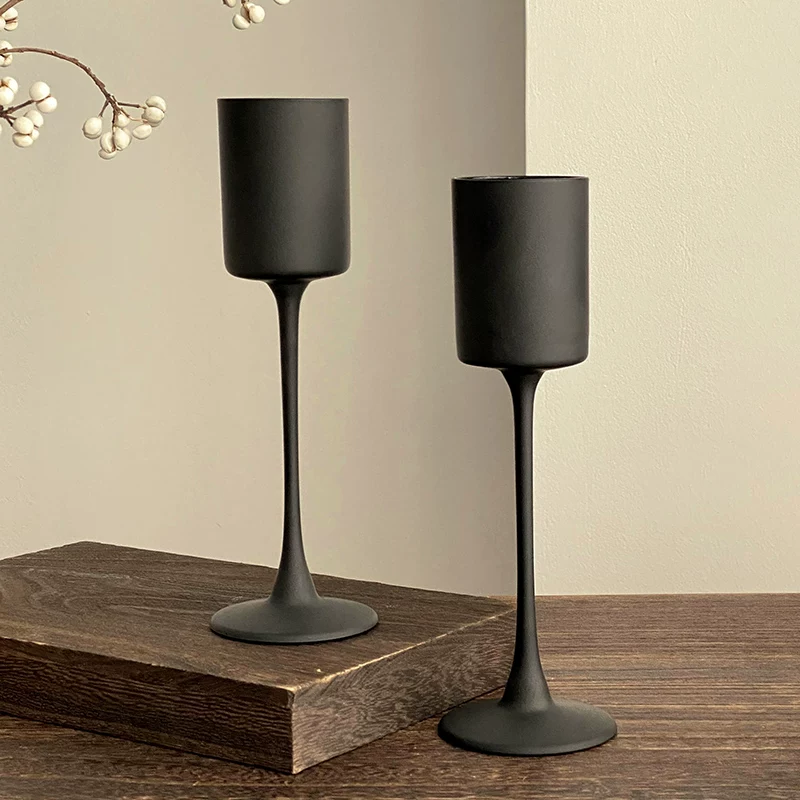 Ly cocktail thủy tinh đen mờ kiểu cổ điển, ly rượu sâm banh cao cấp, ly nước ép