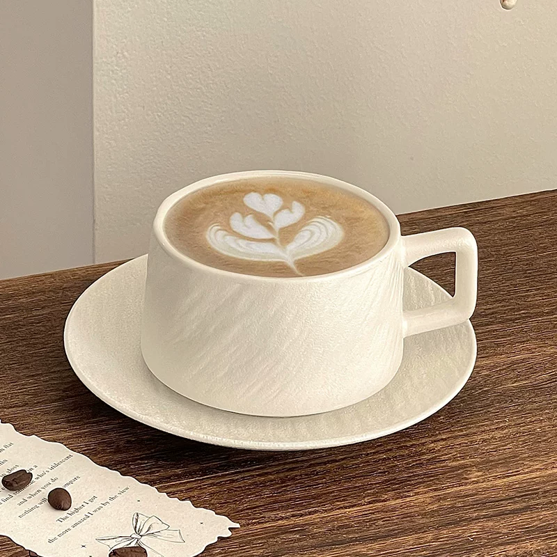 Tách cà phê họa tiết đá cổ điển, tách gốm sứ cao cấp tinh tế, tách vẽ latte art, bộ tách trà chiều và đĩa, cốc