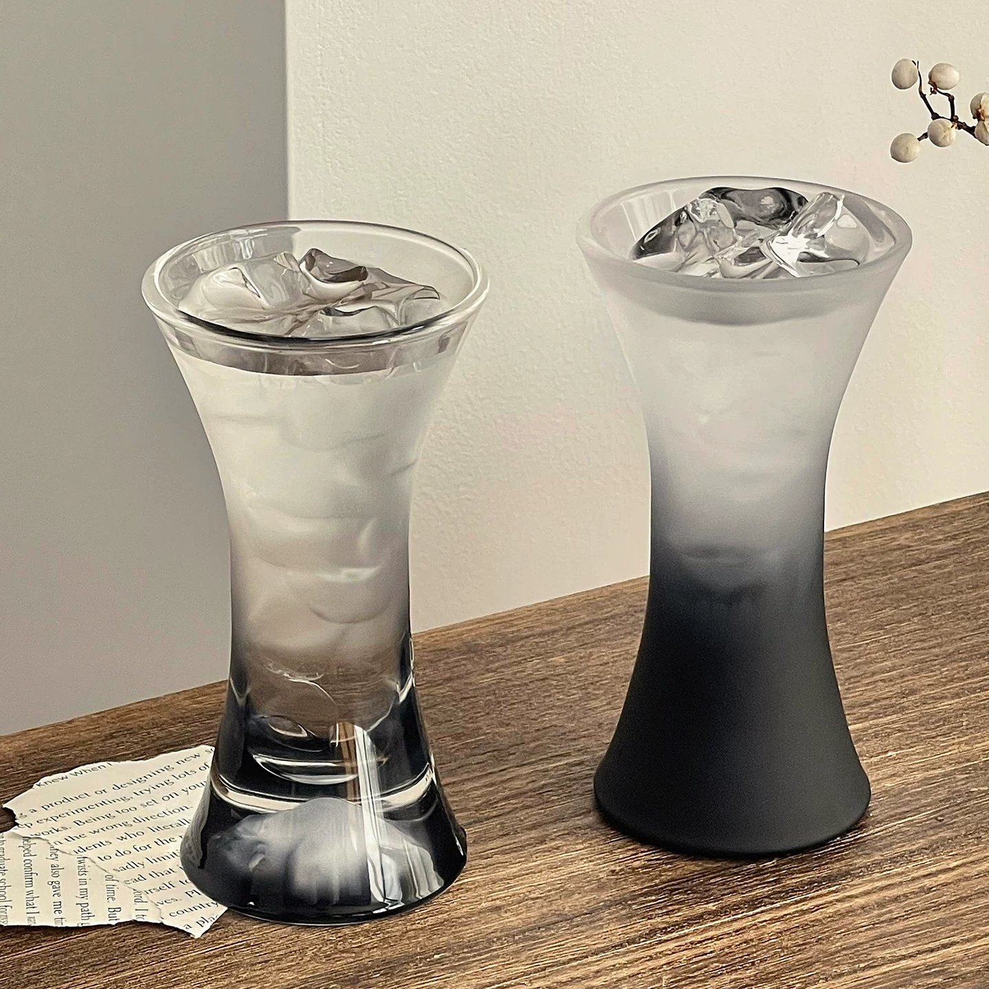 Ly thủy tinh đen mờ cao cấp, kiểu ôm eo, dùng làm ly sâm panh, ly cocktail, ly nước ép, ly nước uống lạnh