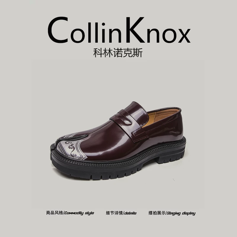 [Phong cách tiên phong và hiện đại] Giày da nam mới mùa hè 2026 của CollinKnox, giày lười xẻ mũi phong cách retro Nhật Bản