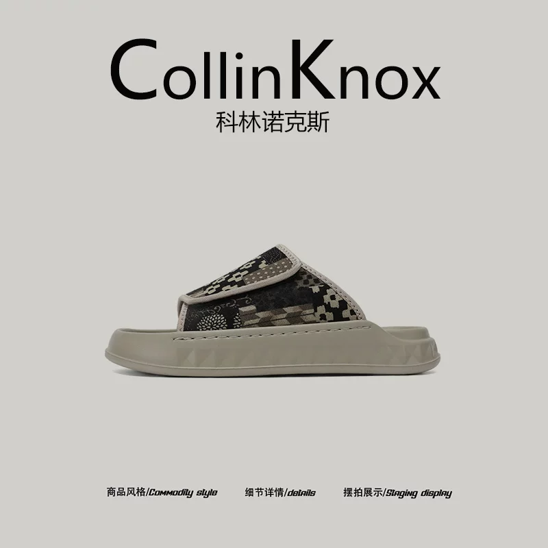 【Phong cách cổ điển nghệ thuật】CollinKnox 2026 Giày đi biển nam mới mùa hè 2026 Dép đế dày màu xanh nhạt nhẹ