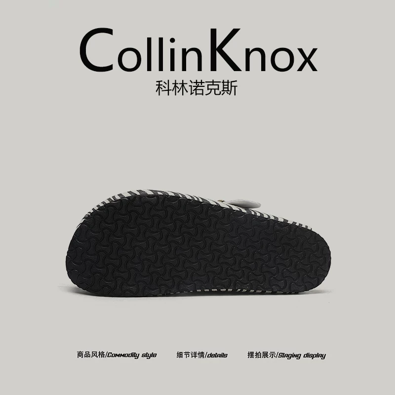 [Niche Design] Giày Birkenstock họa tiết ngựa vằn mùa hè mới của CollinKnox2025 dành cho nam và nữ, dép nửa gót kiểu mule