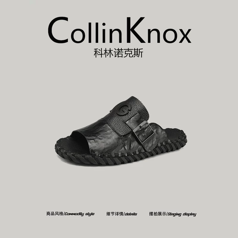 [Trọng lượng nhẹ và chống trơn trượt] Dép thời trang mùa hè mới CollinKnox 2026 dành cho nam, dép một quai được khâu kiểu tối giản