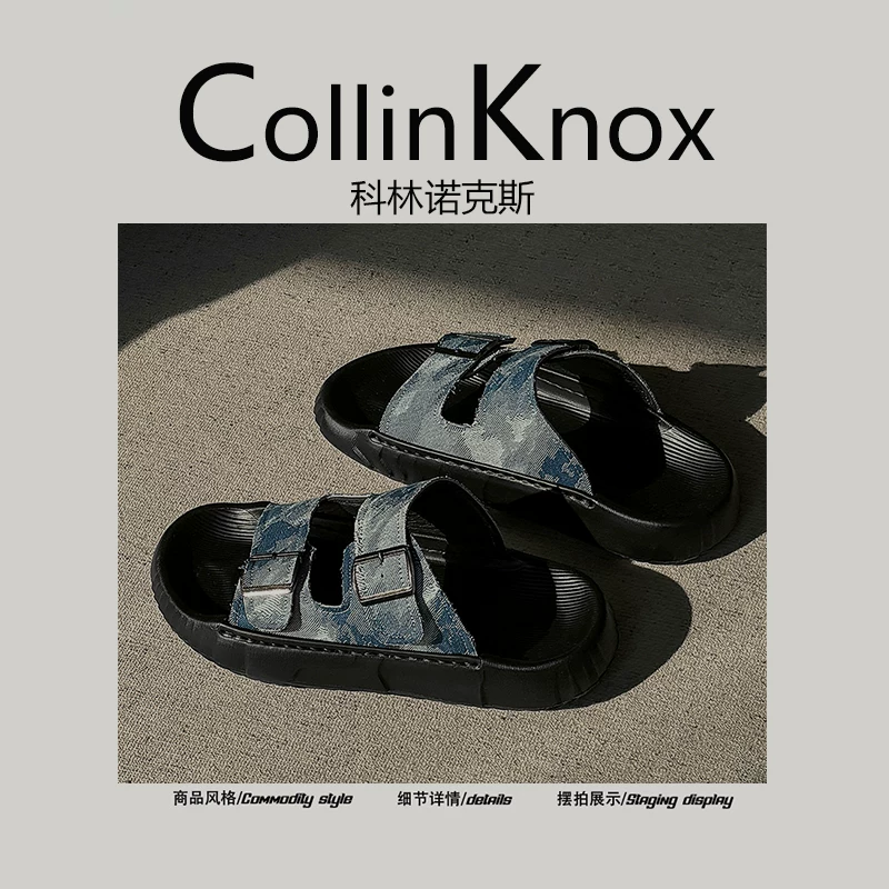 [Siêu nhẹ và chống trơn trượt] Dép CollinKnox 2026 kiểu mới mùa hè mang cảm giác như giẫm mây dành cho nam, dép Birkenstock màu xanh denim.