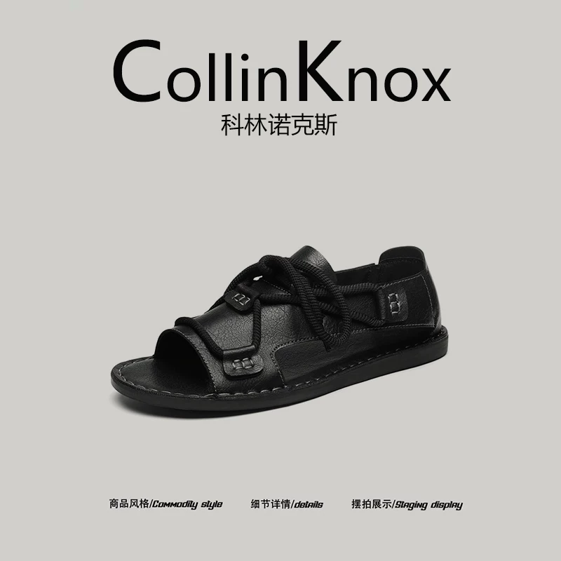 [Phong cách thiết kế thích hợp] CollinKnox 2026 dép nam mới mùa hè kiểu dáng giản dị cỡ lớn giày kiểu La Mã
