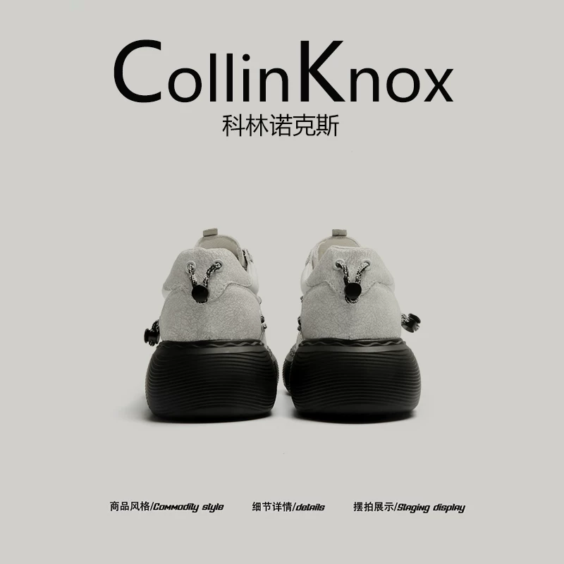 【Phong cách đường phố thời thượng】Giày CollinKnox 2025 mùa thu mới hợp thời trang dành cho nam giới, giày thể thao màu trắng kiểu dáng đa năng phối màu.