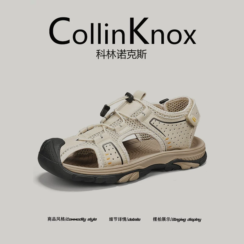 [Da thật cao cấp] Giày sandal bít mũi CollinKnox 2026 phong cách mới mùa xuân dành cho nam, giày đi biển chống trượt thời trang