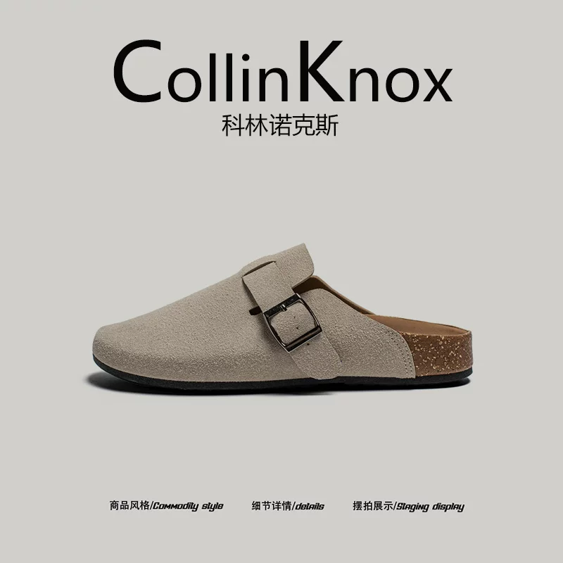[Chụp lại phong cách lười biếng] Giày Birkenstock nửa mũi nam mùa hè mới của CollinKnox 2026 giày nam thông thường