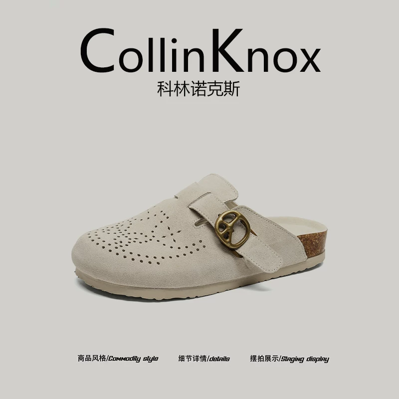 [Da thật cao cấp] Dép lười kiểu mới mùa hè CollinKnox 2026 dành cho nam và nữ với giày Birkenstock đế rỗng