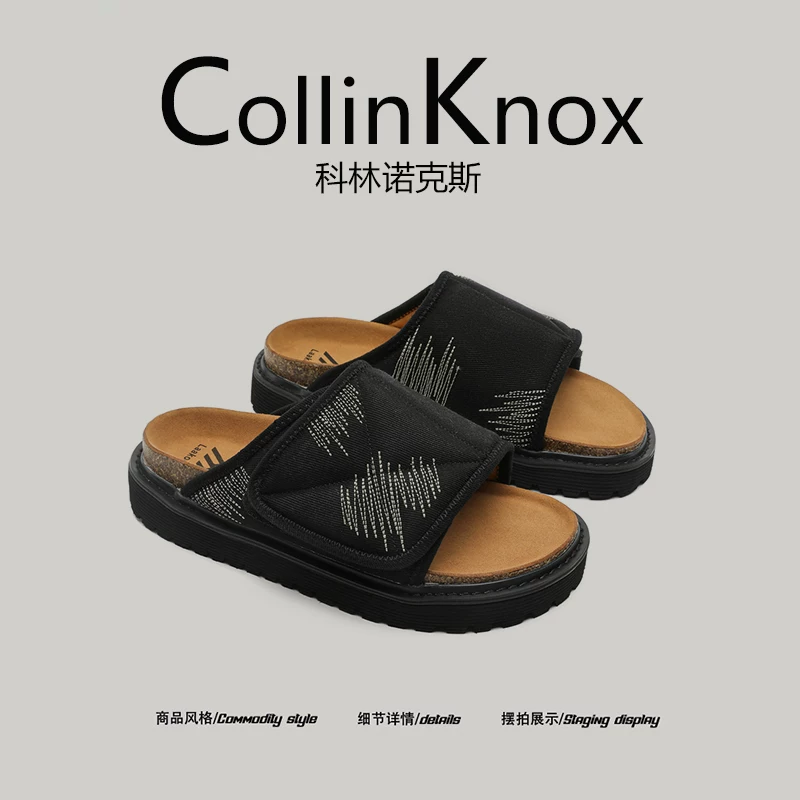 【Áo khoác ngoài thời trang】Dép xỏ ngón denim unisex hợp thời trang mùa hè 2026 của CollinKnox