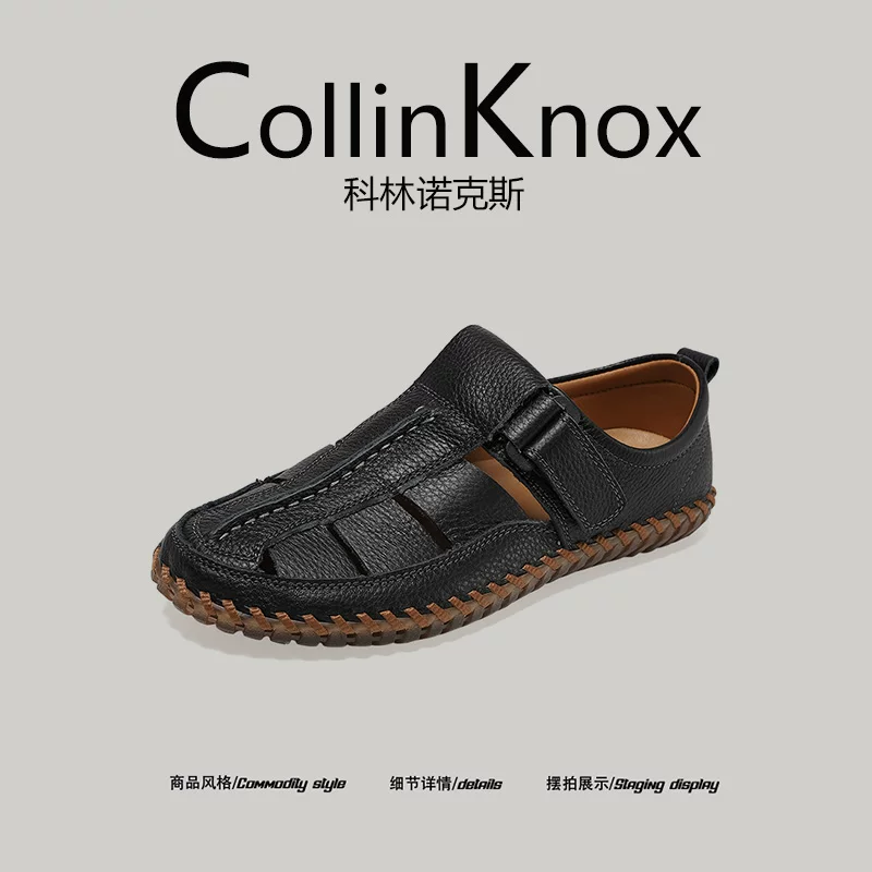 [Chất lượng da thật] Dép nam CollinKnox 2026 mùa hè mới cỡ lớn được khâu rỗng.
