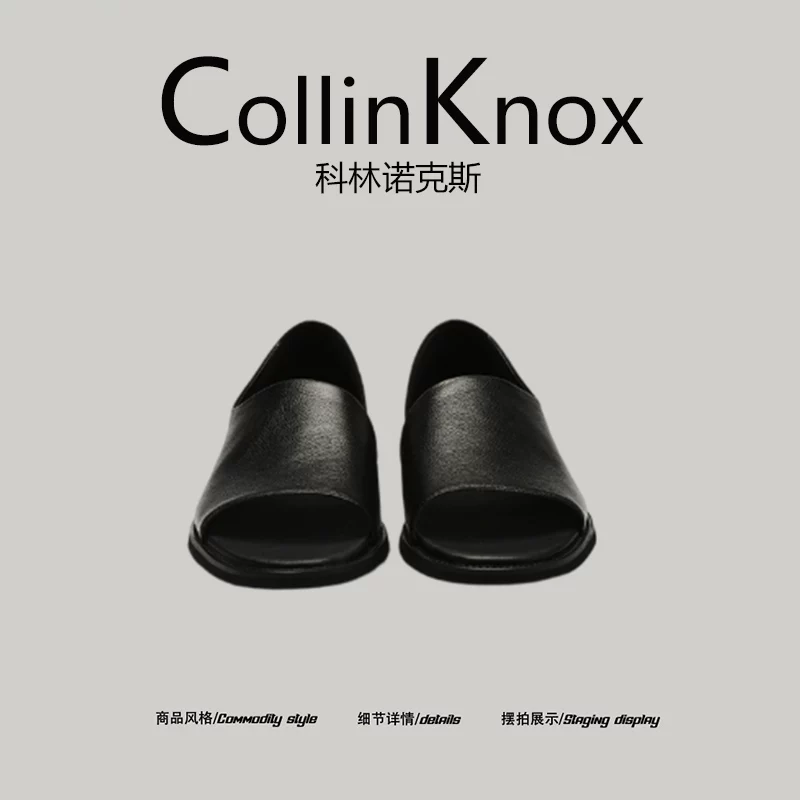 [Tối giản và đa năng] Giày đi biển hở mũi mới mùa hè 2026 của CollinKnox dành cho nam, dép thông thường màu đen