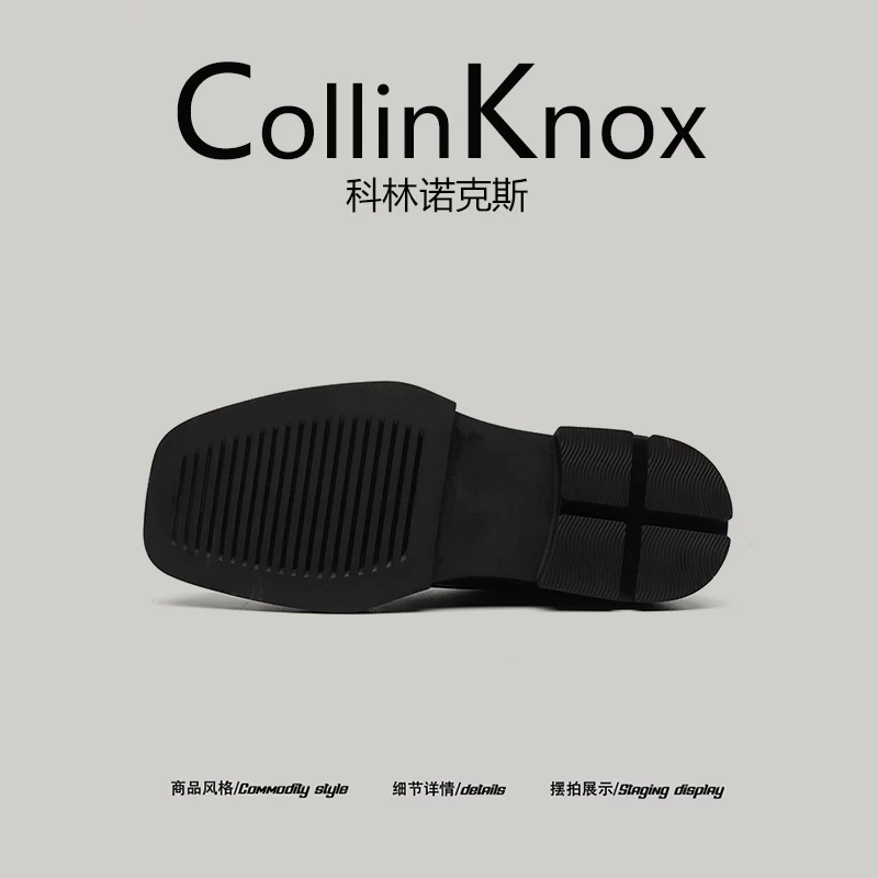 [Quý ông lịch lãm] CollinKnox2025 giày công sở sang trọng nhẹ nhàng phong cách mùa thu mới dành cho nam giới giày da mũi vuông yuppie