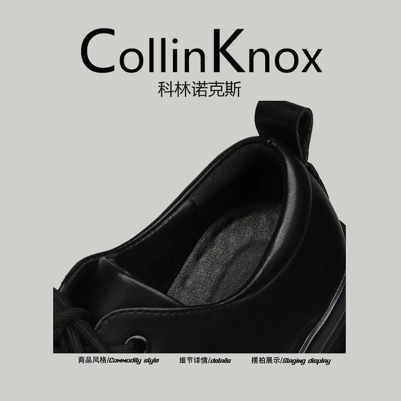【Phong cách trưởng thành nhẹ nhàng】CollinKnox 2026 Giày da đen đế dày mới mùa xuân 2026 Giày Derby nam kiểu Anh