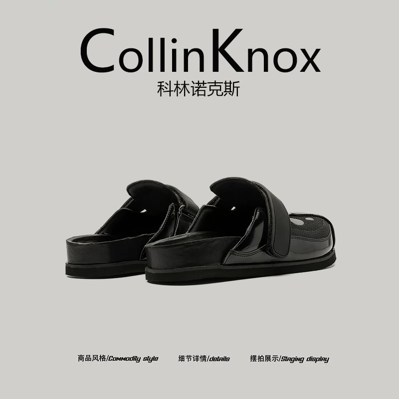 [Sản phẩm bán chạy] Giày Birkenstock CollinKnox mùa hè 2026 mới dành cho nam và nữ, dép bít mũi tối giản màu đen.