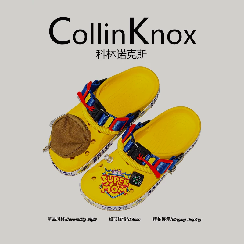 [Được yêu thích của những người dẫn đầu xu hướng] CollinKnox 2026 Dép nam mới mùa hè 2026 màu vàng - Dép bít mũi hợp thời trang.