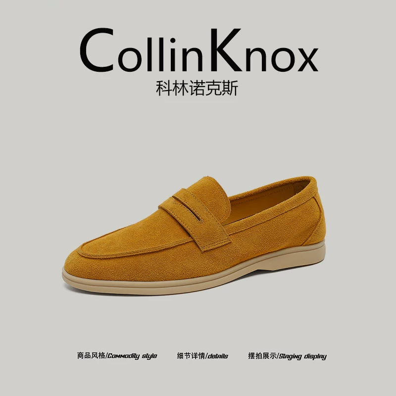 【Thẩm mỹ tối giản】Giày da nam mới mùa hè 2026 của CollinKnox Giày lười mũi nhọn phong cách Old Money