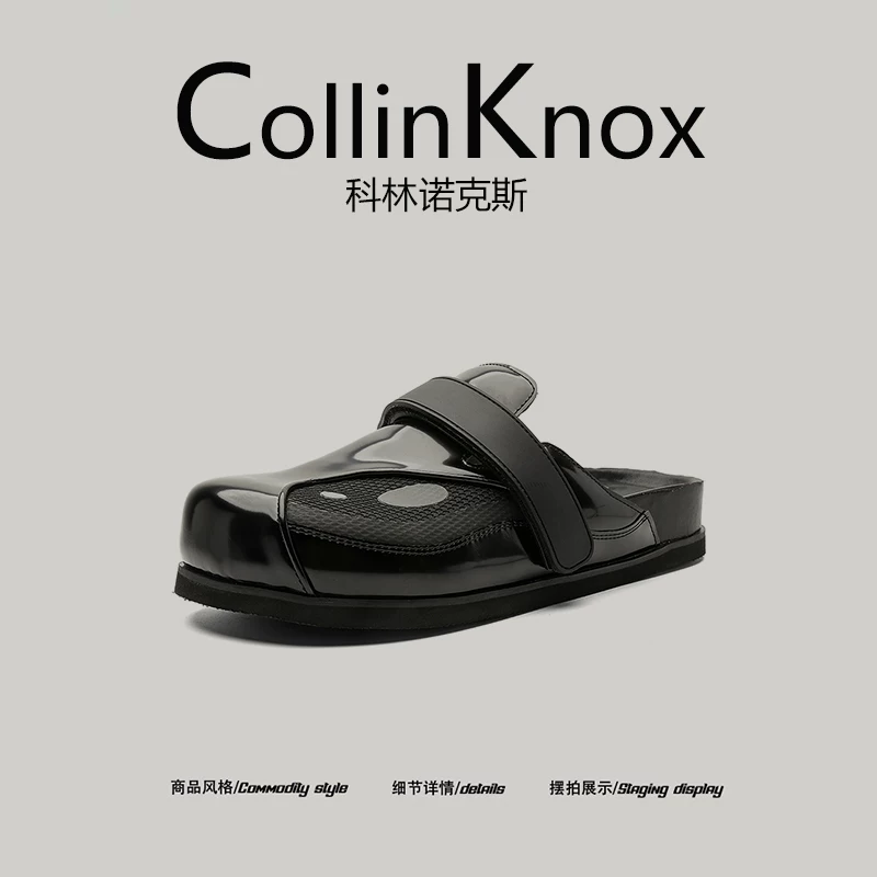 [Sản phẩm bán chạy] Giày Birkenstock CollinKnox mùa hè 2026 mới dành cho nam và nữ, dép bít mũi tối giản màu đen.