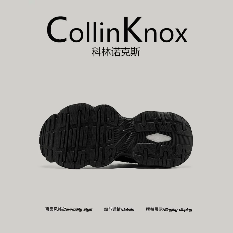 [Chất lượng ngoại thương] CollinKnox 2026 Giày thể thao nam mới mùa xuân 2026 Giày thể thao đế dày màu đen thuần khiết