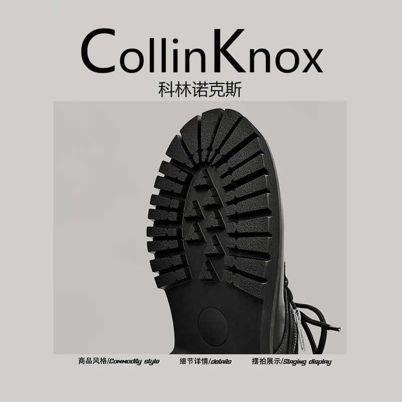 【Chất liệu da thật】Giày da mũi rộng CollinKnox 2026 mới dành cho nam, Giày Derby Niche Y2K.