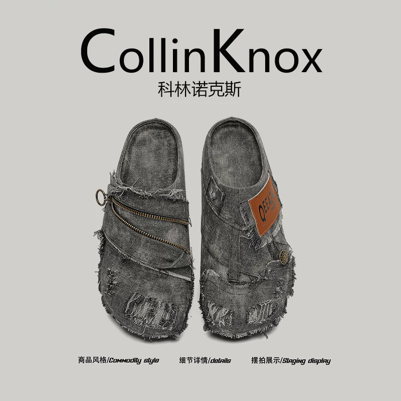 【Áo khoác ngoài hợp thời trang】Giày Birkenstock mới mùa hè 2026 của CollinKnox dành cho nam và nữ, Giày bít mũi denim độc đáo.