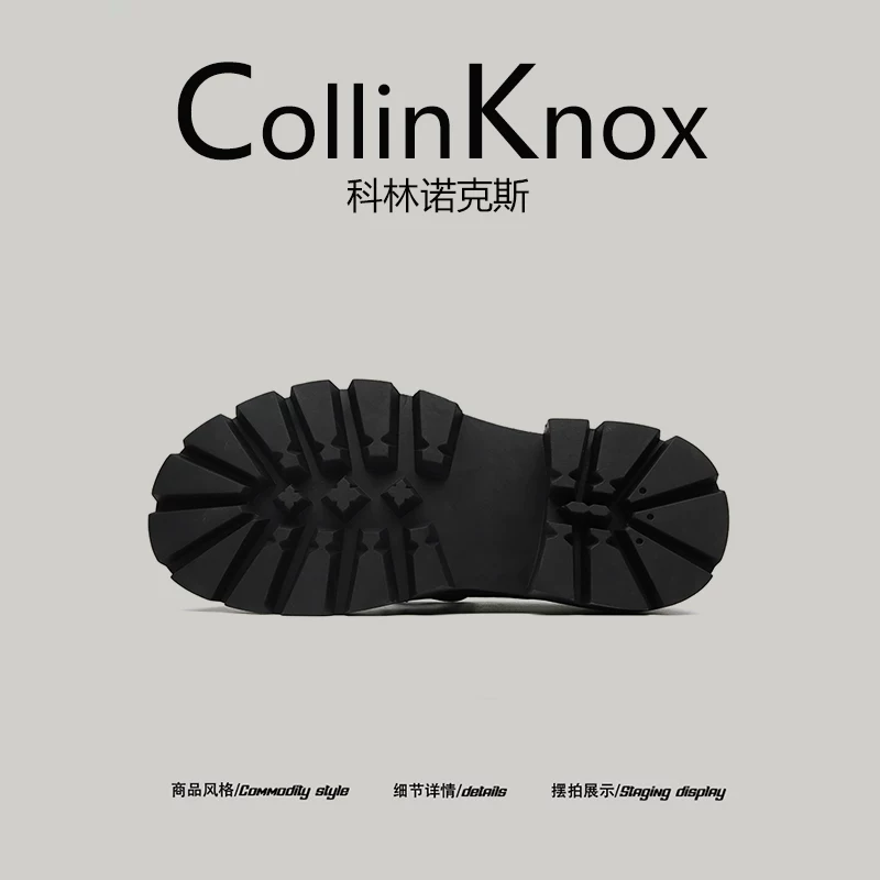 【Phong cách trưởng thành nhẹ nhàng】CollinKnox 2026 Giày da đen đế dày mới mùa xuân 2026 Giày Derby nam kiểu Anh