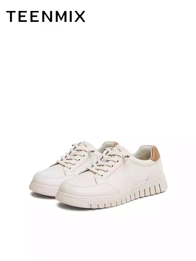 Tianmeiyi retro giày đế dày đế mềm phong cách Anh quốc giày da nhỏ giày nữ màu trắng mùa xuân mẫu mới CHA33AM5