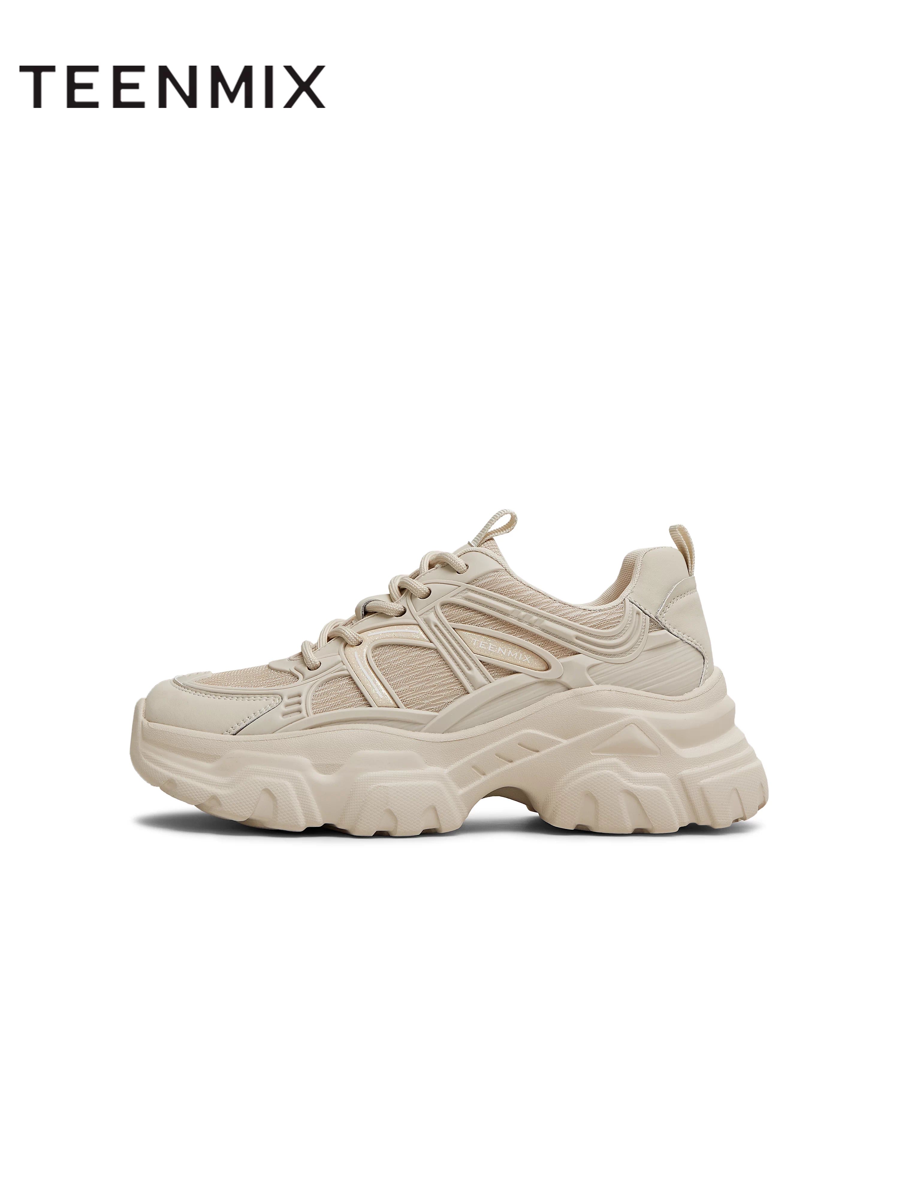 Giày thể thao nữ Tianmeiyi đế dày tăng chiều cao kiểu retro, giày trắng thường ngày, mẫu mới thu 2025 BI821CM5