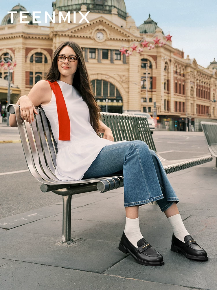 Tianmeiyi đế phẳng kiểu Anh JK giày lười retro giày đơn nữ da nhỏ giày mùa xuân mẫu mới COY35AA5