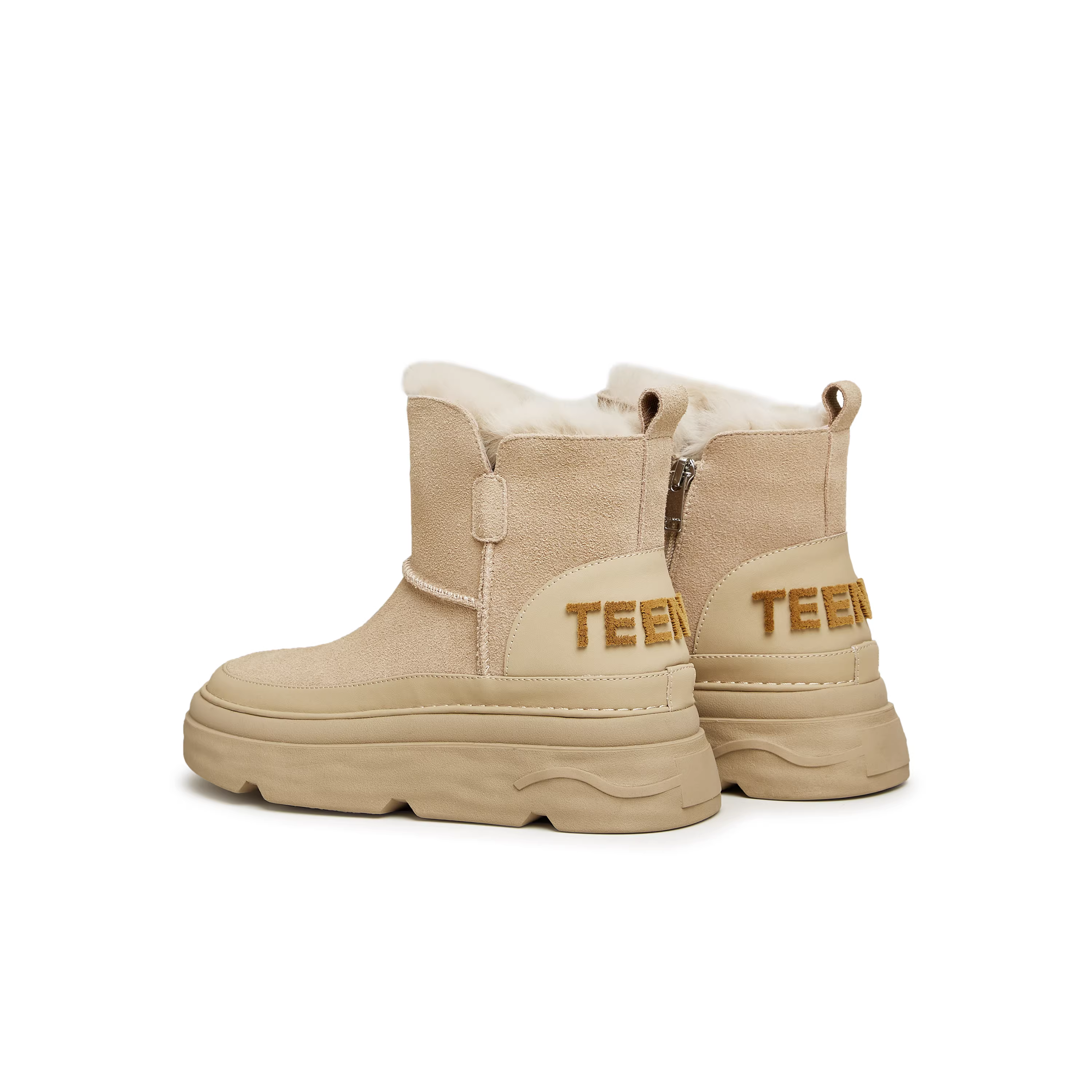 Giày bốt đi làm ngoài trời Tianmeiyi có lớp lót lông cừu, giày cotton ấm áp cho nữ, bốt ngắn đế dày, mẫu mùa đông mới CMS40DD3