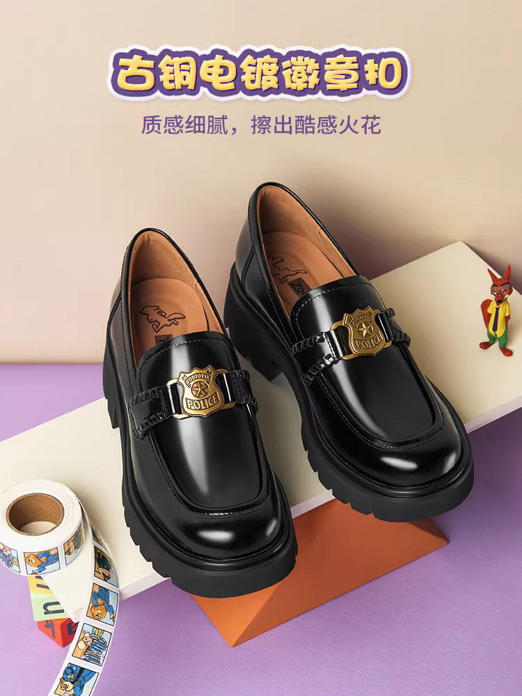 Phong cách tương tự của Wu Xuanyi với Di, người Hồng Kông, hợp tác với Zootopia, giày lười đế dày kiểu ivy, giày nữ, giày da nhỏ