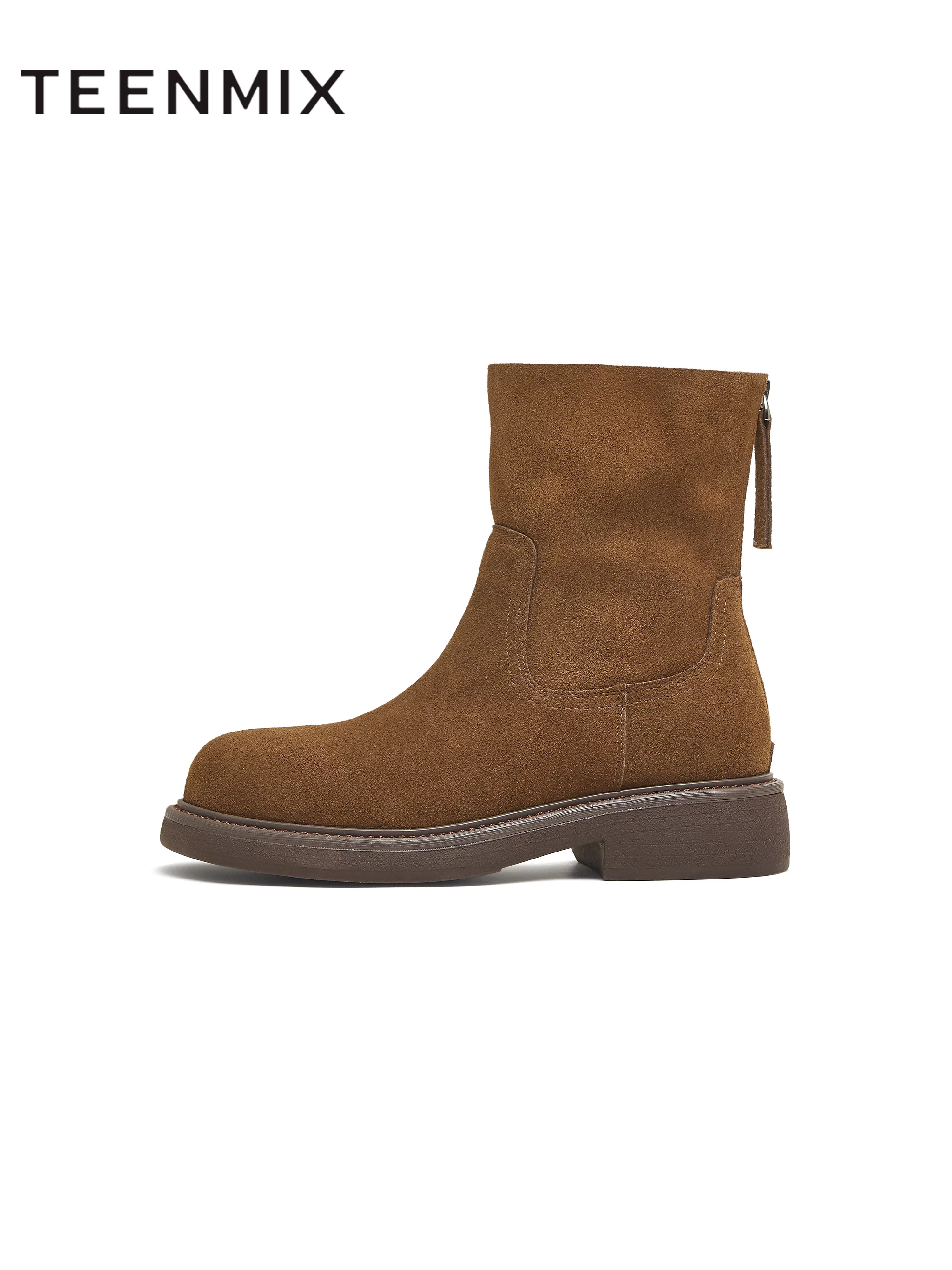 Giày bốt thời trang đế dày kiểu cổ điển Tianmeiyi, giày Chelsea, giày bốt ôm chân, giày nữ, giày bốt ngắn thường ngày, kiểu mới mùa đông 2025