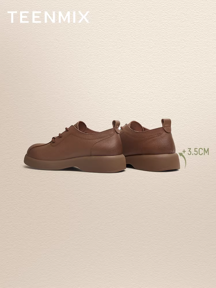 Giày da nhỏ đế dày kiểu Anh Tianmeiyi, giày đơn cổ điển dành cho nữ, giày thường buộc dây, mẫu mới mùa xuân KY015AM5